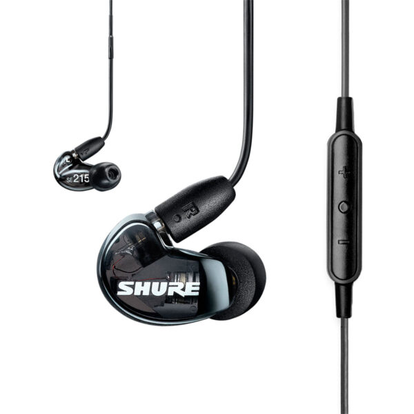 control de volumen Shure Se215-K-UNI Audifonos In Ear Manos libres color negro translucido