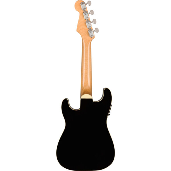 Vista trasera Fender Fullerton Strat Uke Black Ukulele Electroacústico