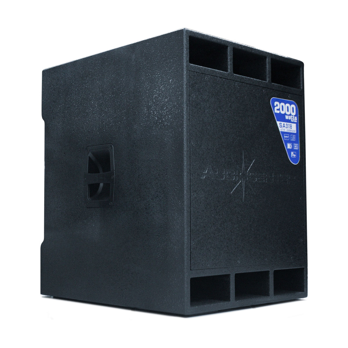 vista-lateral-audiocenter-sa3118-subwoofer-activo Vista lateral Audiocenter SA3118 Subwoofer Activo