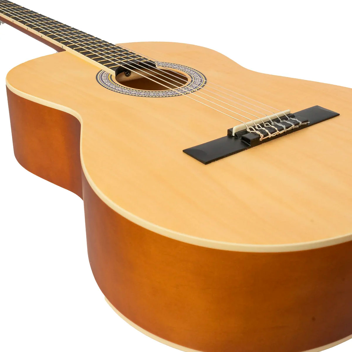 Guitarra Clásica Bamboo Natural 39" con Funda Vista Inferior Lateral