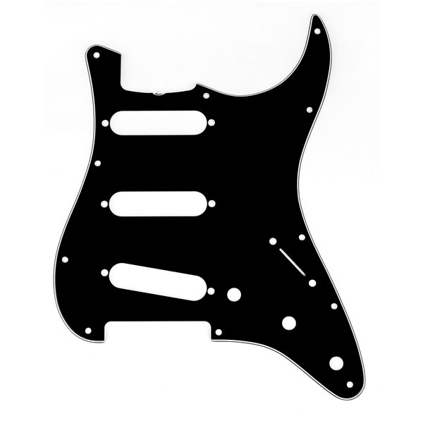 Pickguard Negro Stratocaster '60s Vintage-Style SSS 11 Tornillos