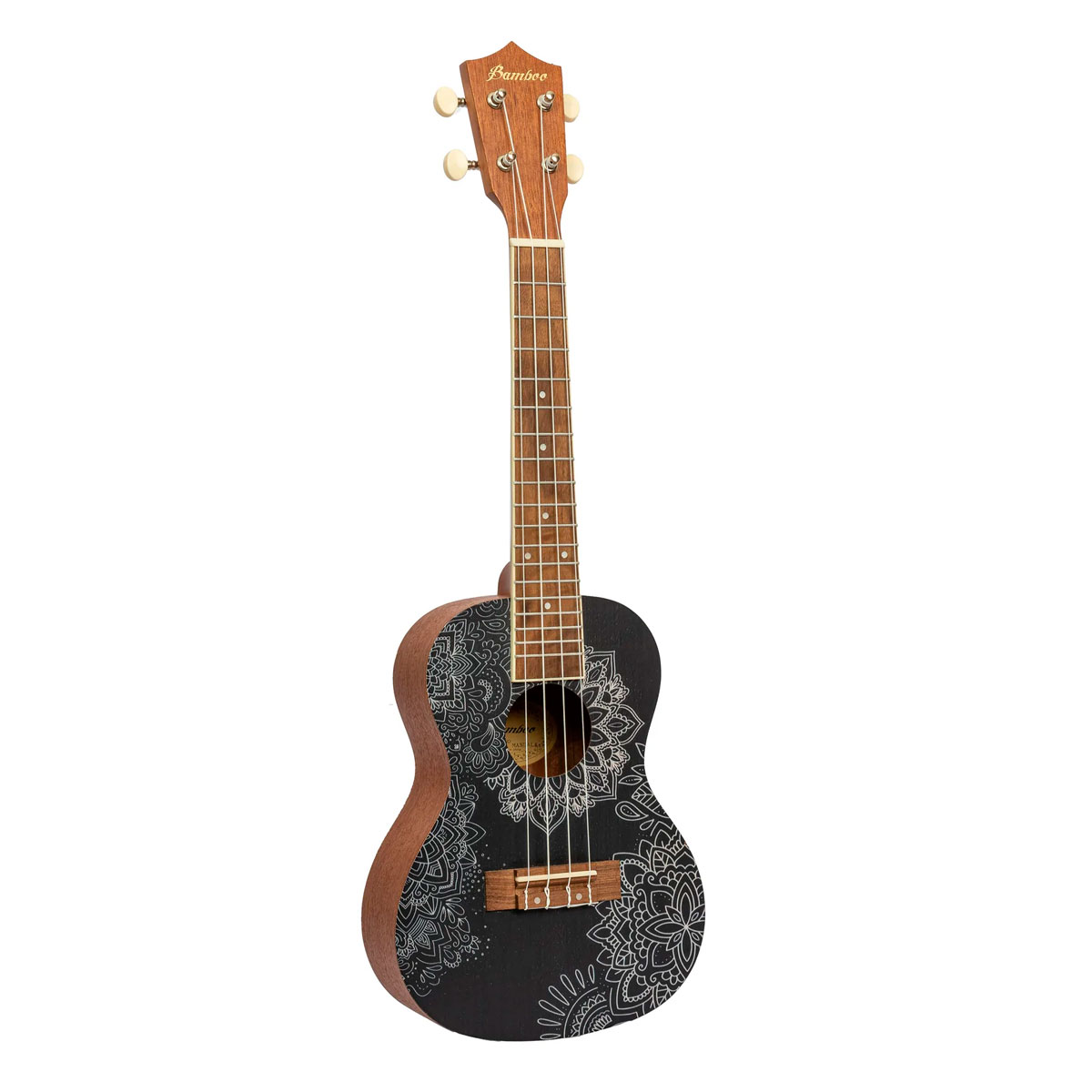 Ukelele Concierto Bamboo Soul Mandala con Funda Vista Derecha