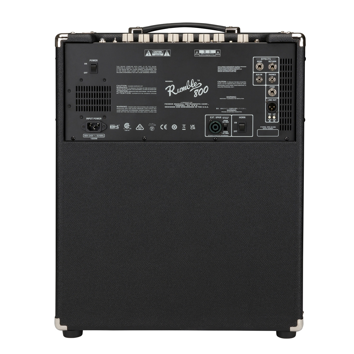 Reverso del Amplificador Fender Rumble 800 Combo