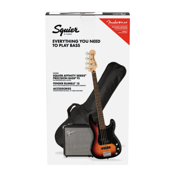 Caja Vertical Paquete de Bajo Squier Affinity Series Precision Bass PJ Pack Sunburst