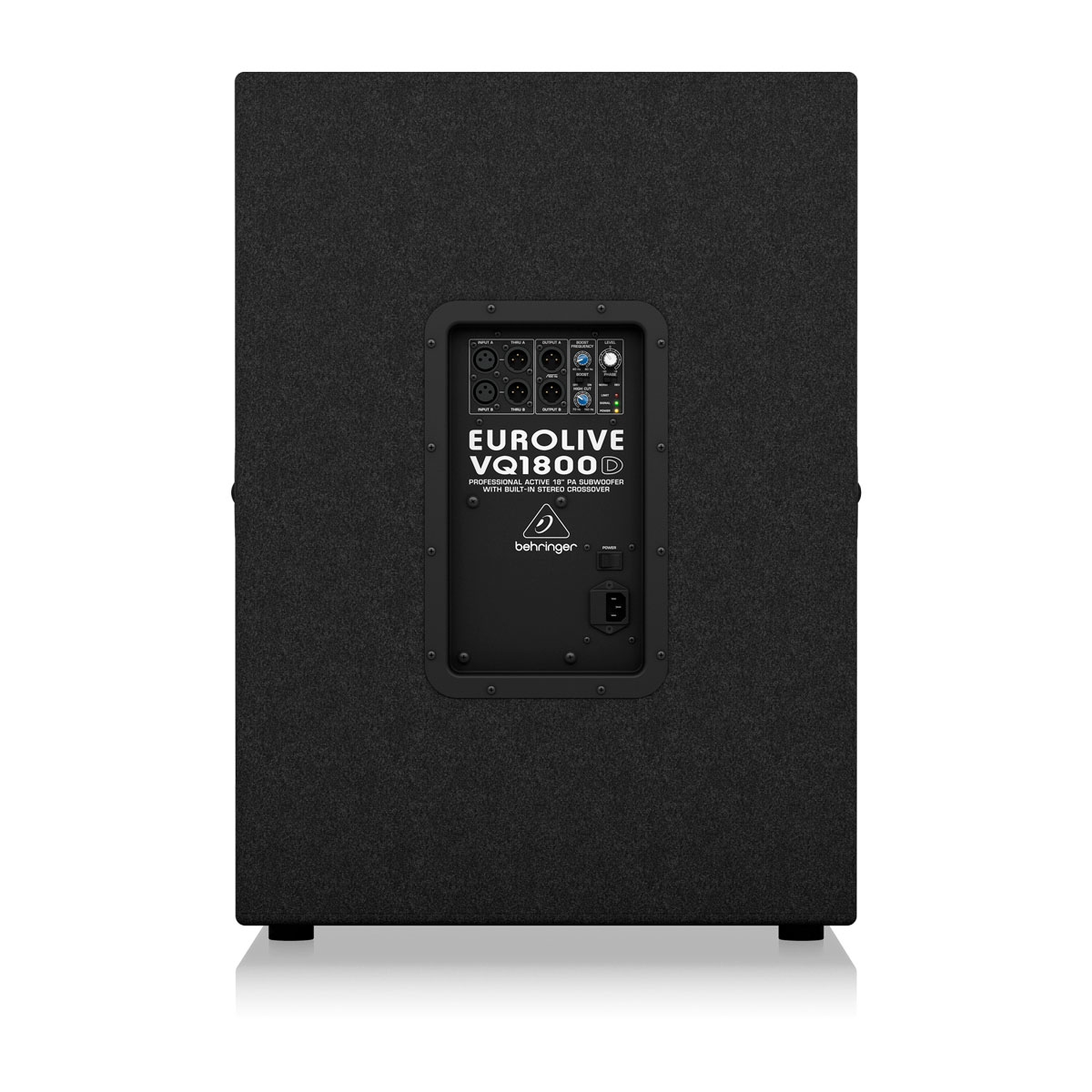 Reverso del Behringer VQ1800D Subwoofer Activo 500W 18" Reverso del Behringer VQ1800D Subwoofer Activo 500W 18"