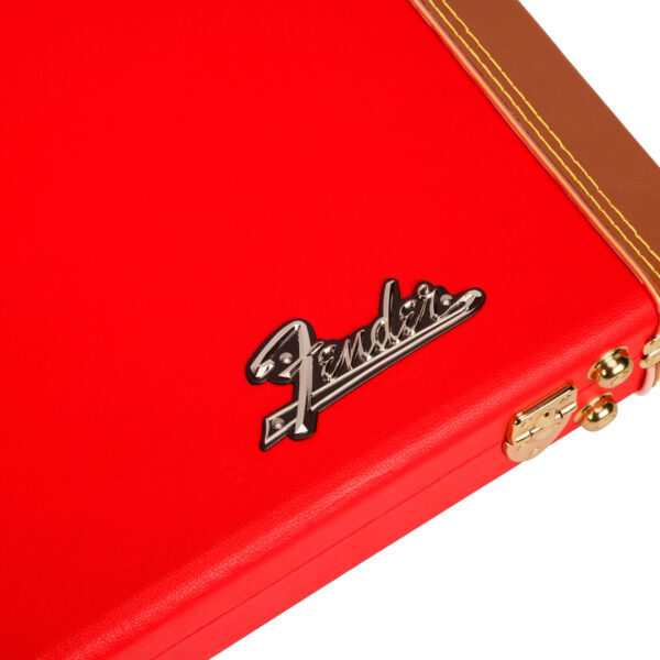 Logotipo en Estuche Fender Classic Series Wood Case Strat-Tele Fiesta Red