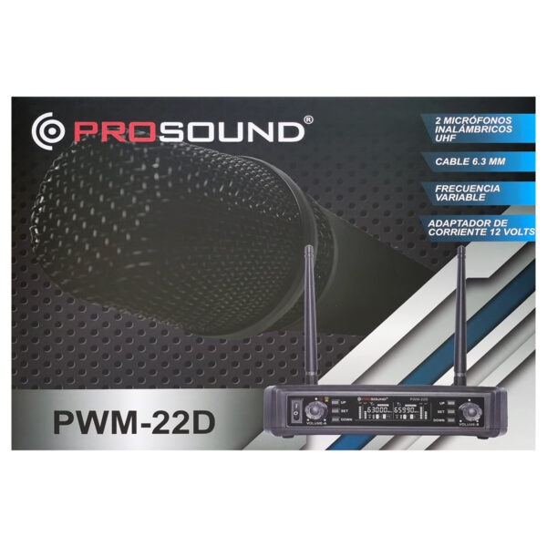 Caja del Prosound PWM-22D Sistema Inalámbrico Dual