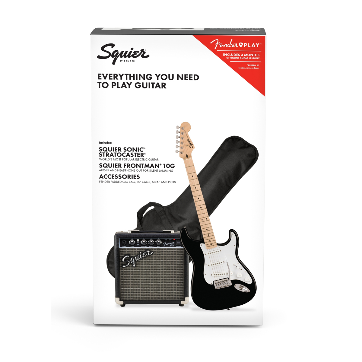 Caja Vertical Caja Vertical Paquete de Guitarra Eléctrica Squier Sonic Stratocaster Pack Black