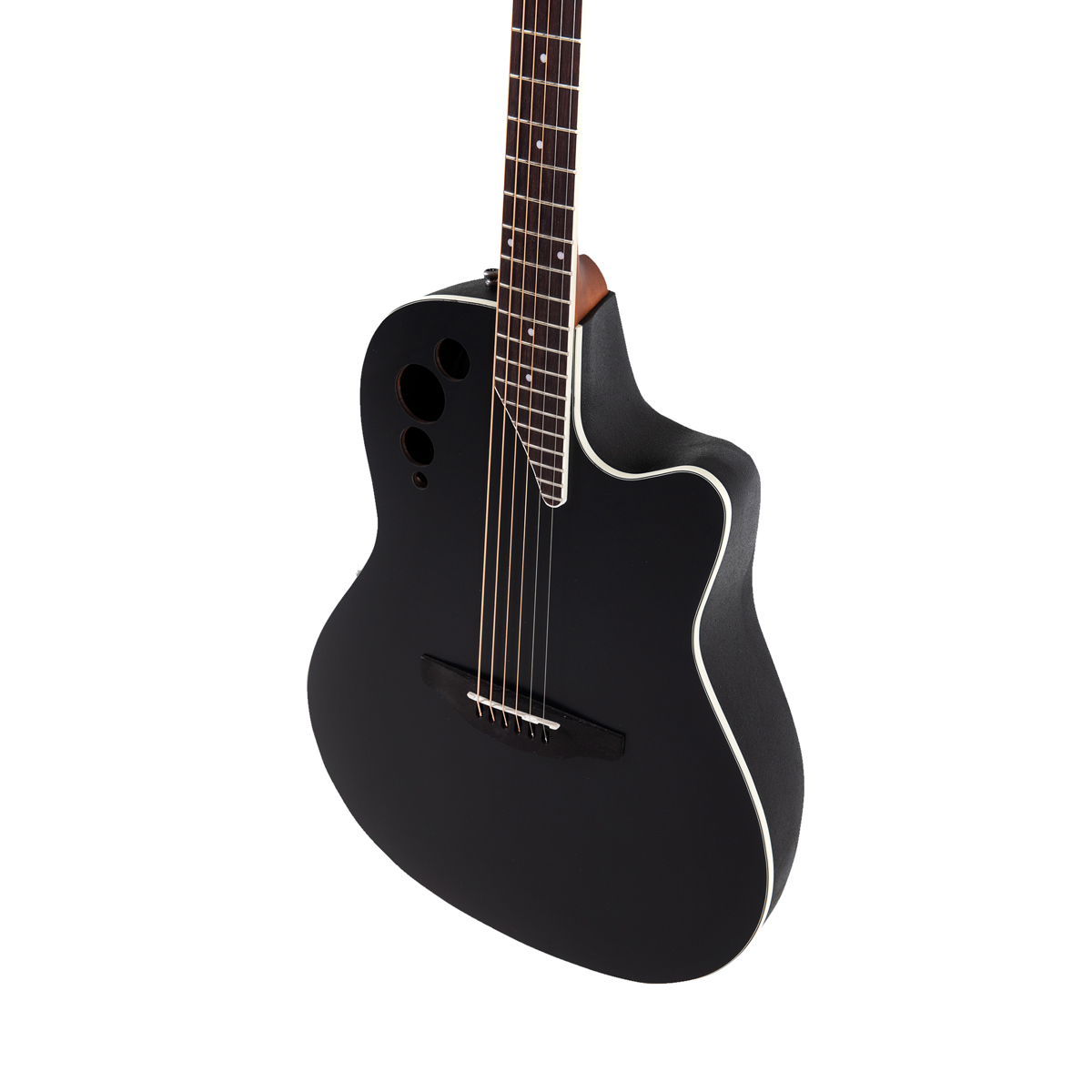 Vista Izquierda Ovation Applause AE44-5S Black Satin Guitarra Electroacústica
