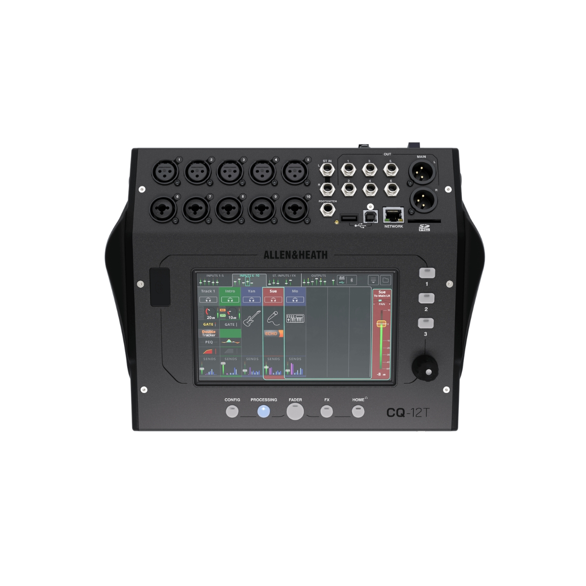 Allen & Heath CQ-12T mezcladora digital profesional vista frontal Allen & Heath CQ-12T mezcladora digital profesional vista frontal