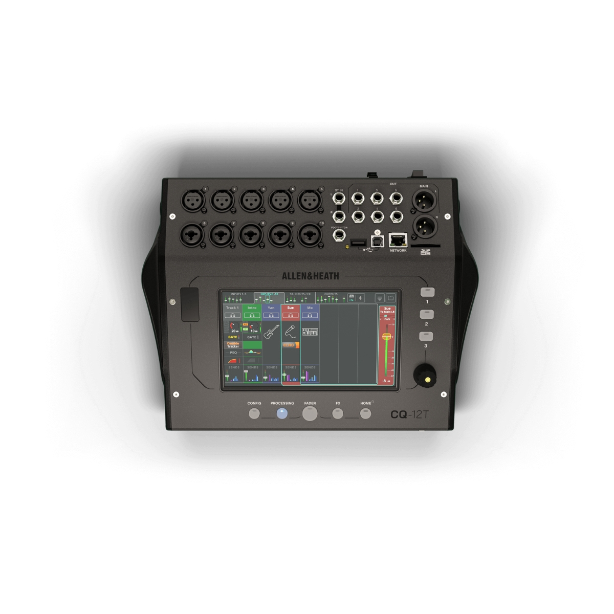 Consola digital Allen & Heath CQ-12T con pantalla táctil de 7 pulgadas Consola digital Allen & Heath CQ-12T con pantalla táctil de 7 pulgadas