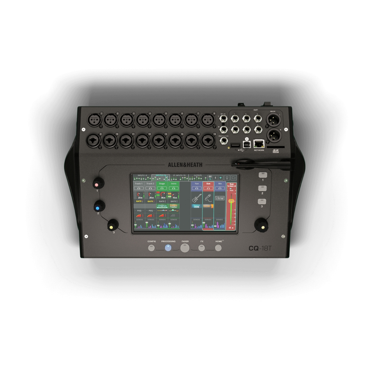Consola digital Allen & Heath CQ-18T con pantalla táctil de 7 pulgadas